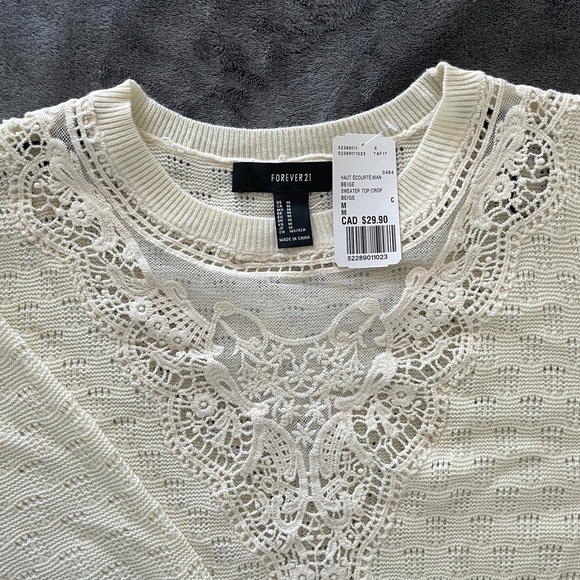 Forever 21 Beige sweater cropped Size M - Picture 2 of 2
